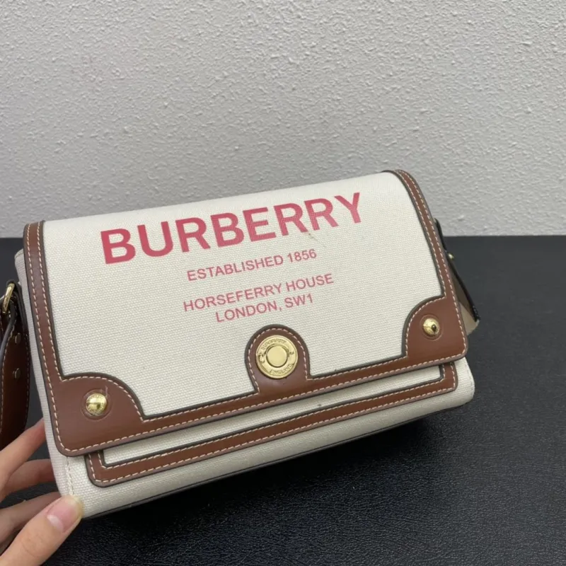 Burberry Beige Brown Canvas Crossbody Satchel Bag - Image 3
