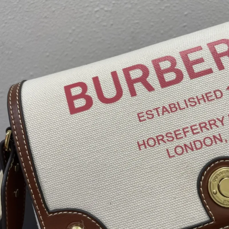 Burberry Beige Brown Canvas Crossbody Satchel Bag - Image 4