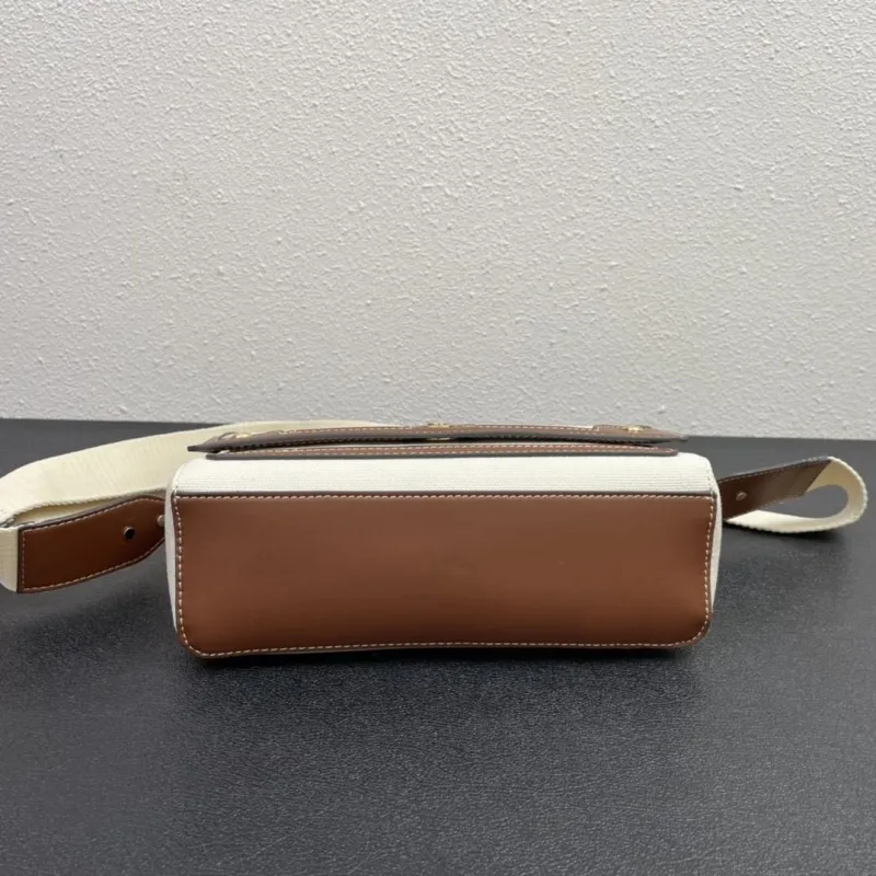 Burberry Beige Brown Canvas Crossbody Satchel Bag - Image 7