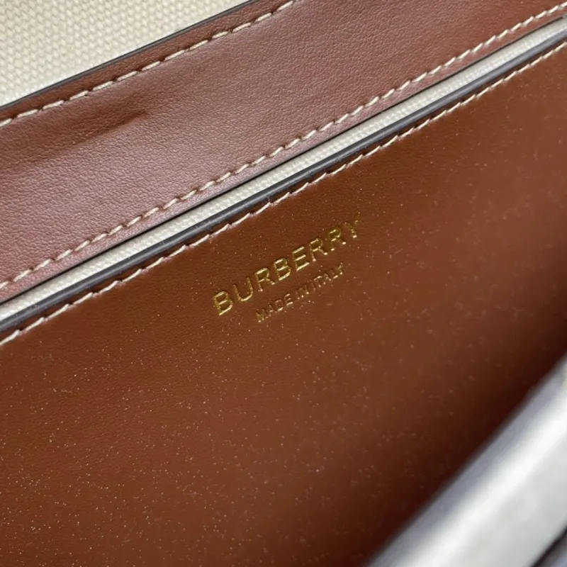 Burberry Beige Brown Canvas Crossbody Satchel Bag - Image 9