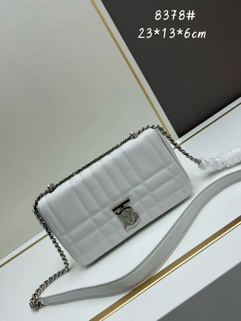 Burberry White Quilted Satchel Bag 8378