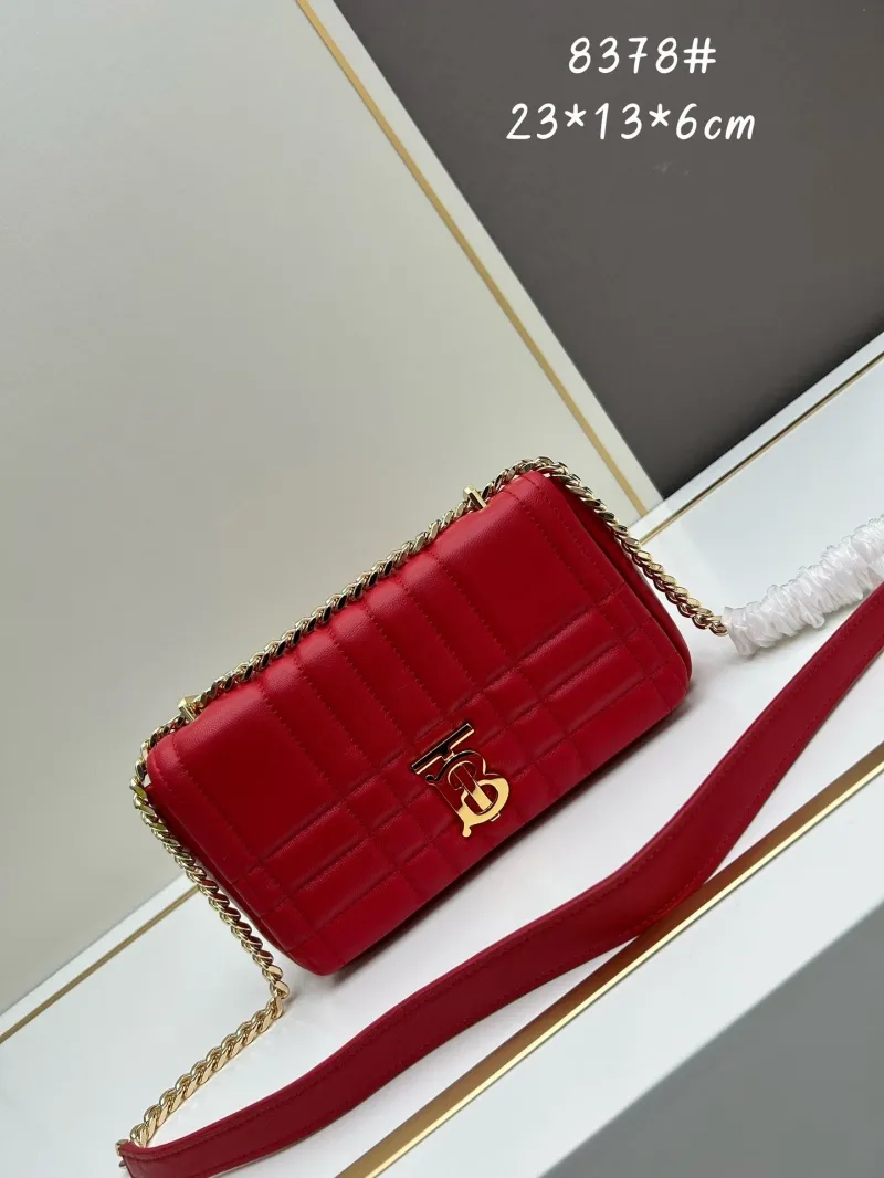 Burberry Red Quilted Satchel Shoulder Bag 8378