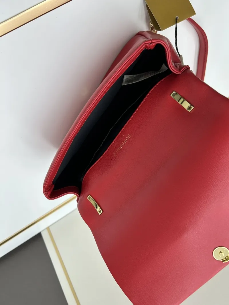 Burberry Red Quilted Satchel Shoulder Bag 8378 - Image 7