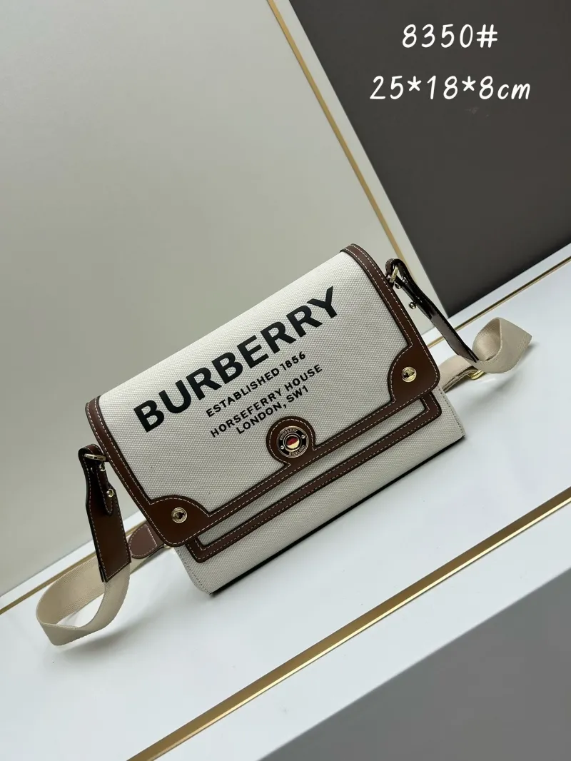 Burberry Beige Brown Canvas Crossbody Satchel Bag 8350