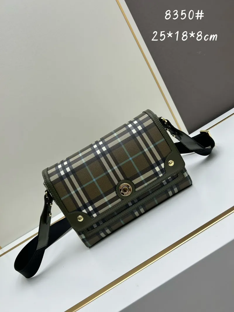 Burberry 8350 Olive Check Crossbody Satchel Bag