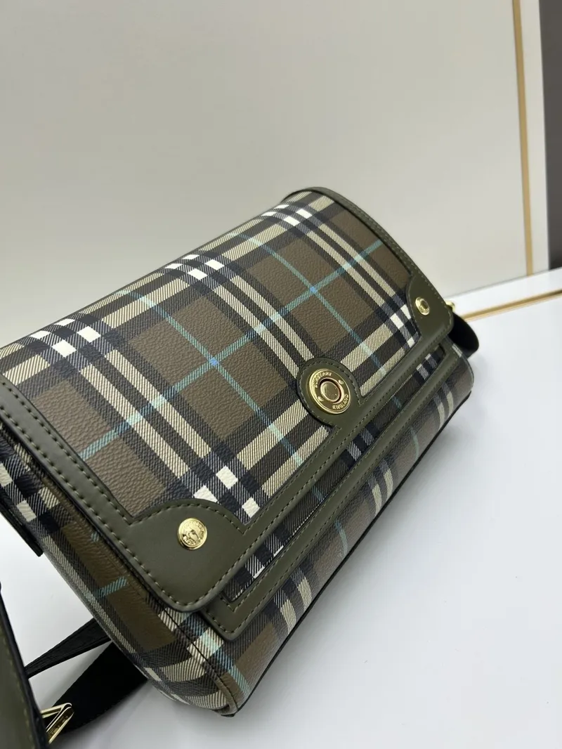 Burberry 8350 Olive Check Crossbody Satchel Bag - Image 4