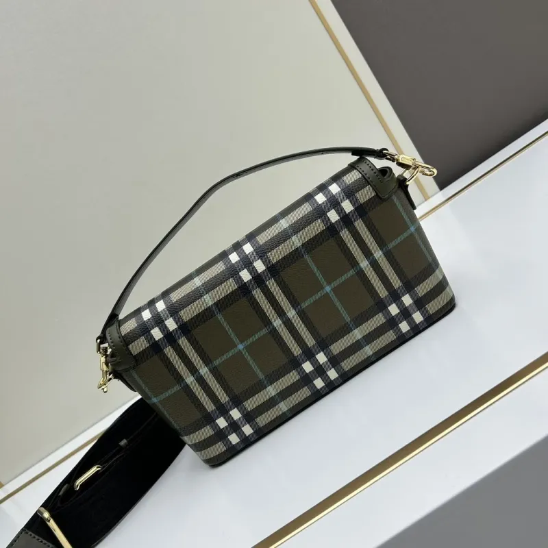 Burberry Olive Check Satchel Bag 261 - Image 3
