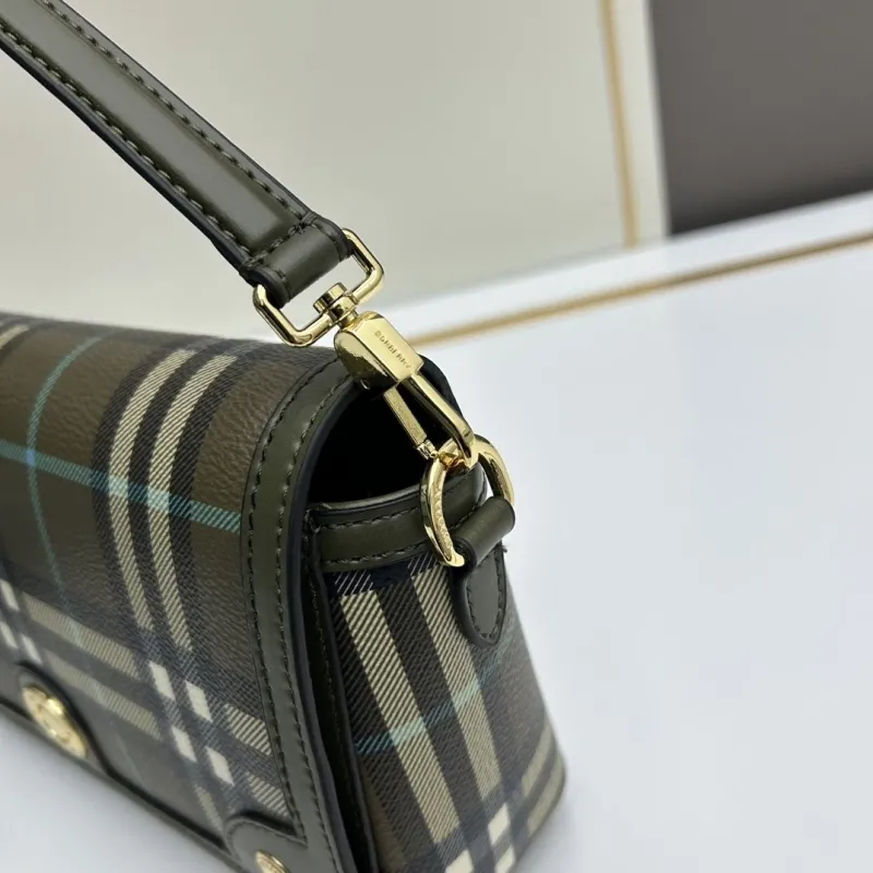 Burberry Olive Check Satchel Bag 261 - Image 6