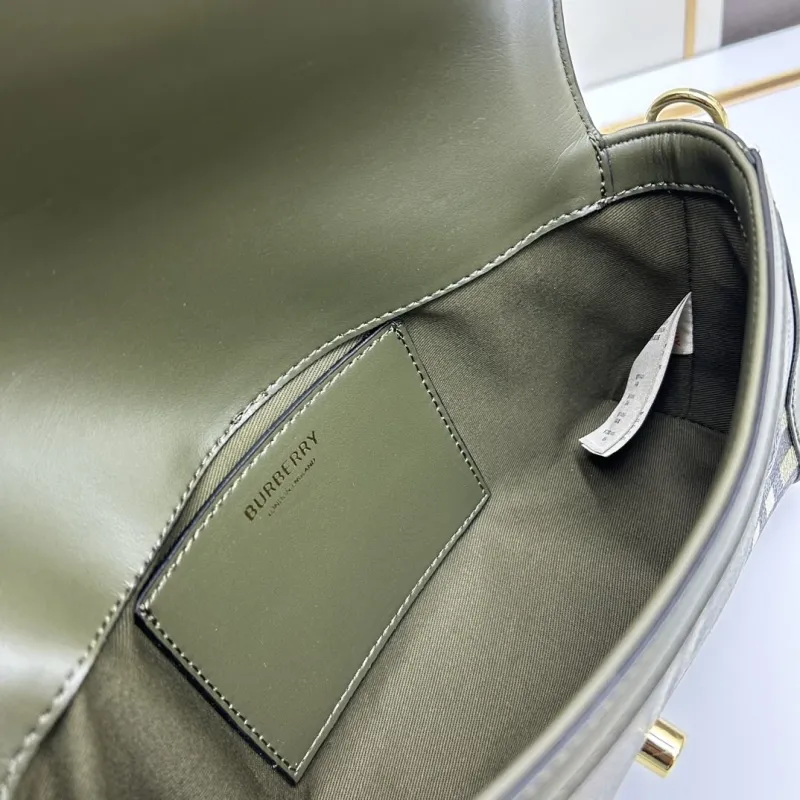 Burberry Olive Check Satchel Bag 261 - Image 8