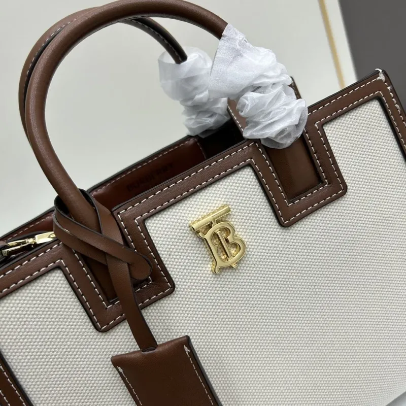 Burberry Beige Brown Shopping Tote Bag - Image 4