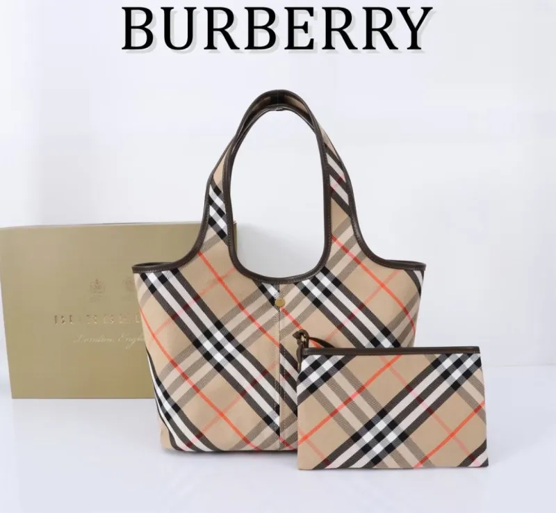 Burberry Classic Check Tote Bag with Pouch