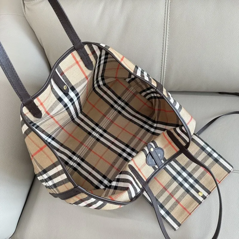 Burberry Classic Check Tote Bag with Pouch - Image 6