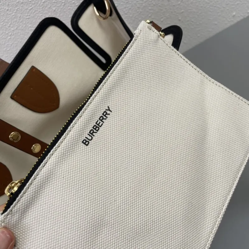 Burberry 8327 Cream Tote Bag with Pouch 35cm - Image 9