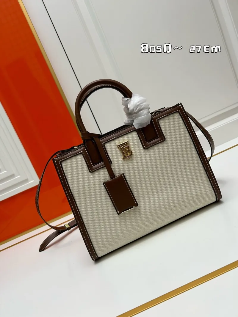 Burberry Beige Brown Tote Shoulder Bag 27cm