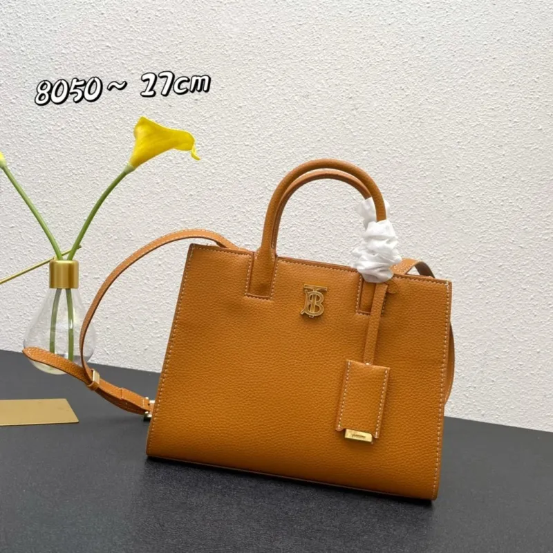 Burberry 8050 Tan Leather Tote Bag