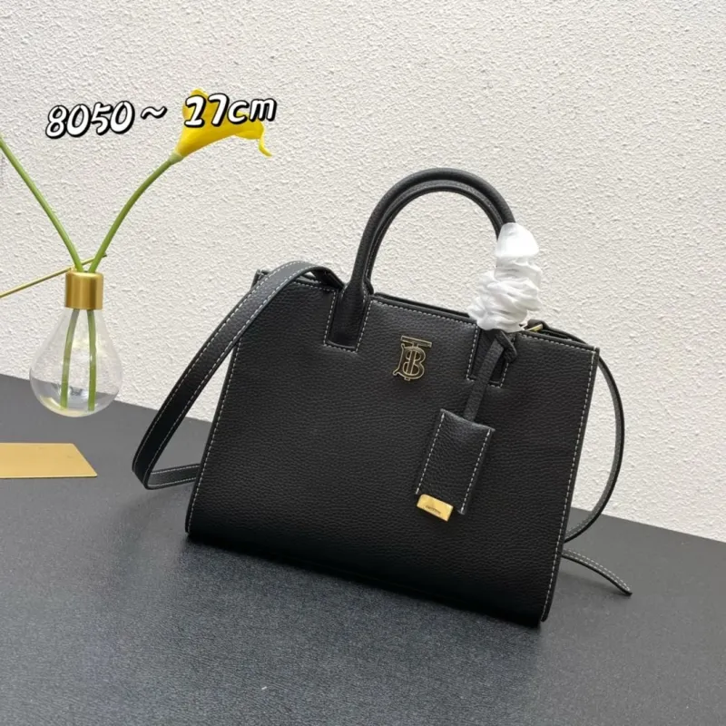 Burberry Black Leather Tote Bag 8050 27cm