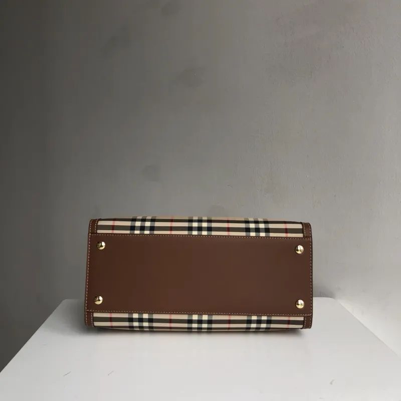 Burberry Vintage Check Leather Trim Tote Bag - Image 5