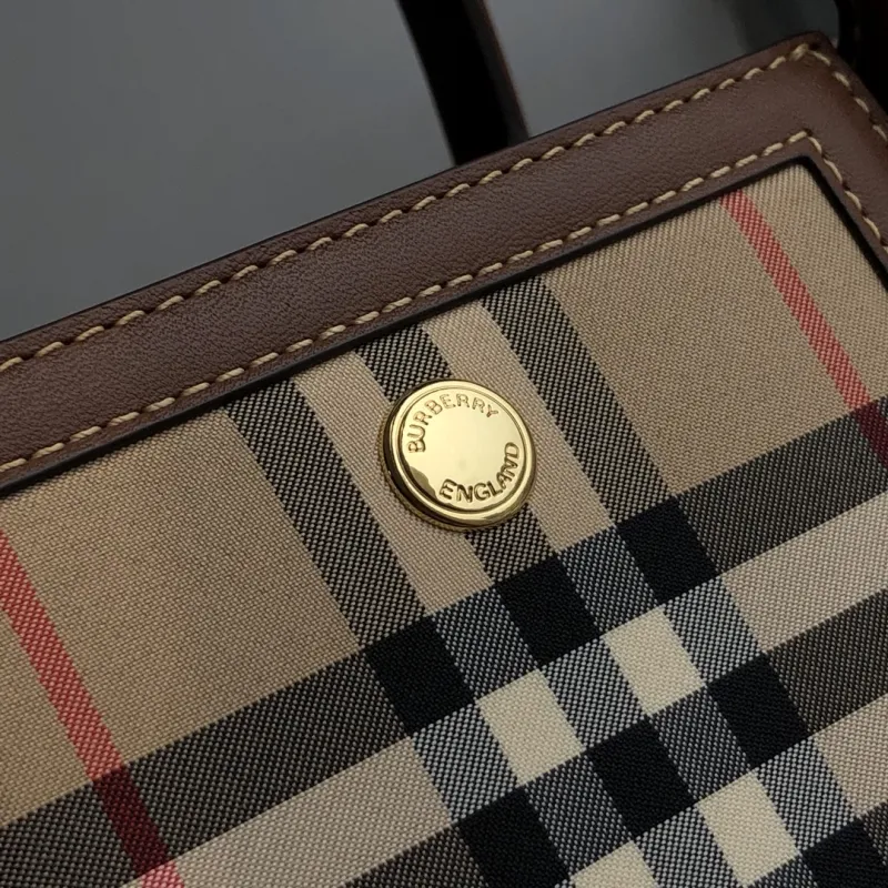 Burberry Vintage Check Leather Trim Tote Bag - Image 6