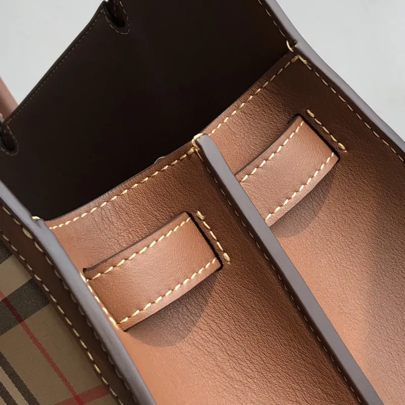 Burberry Vintage Check Leather Trim Tote Bag - Image 7