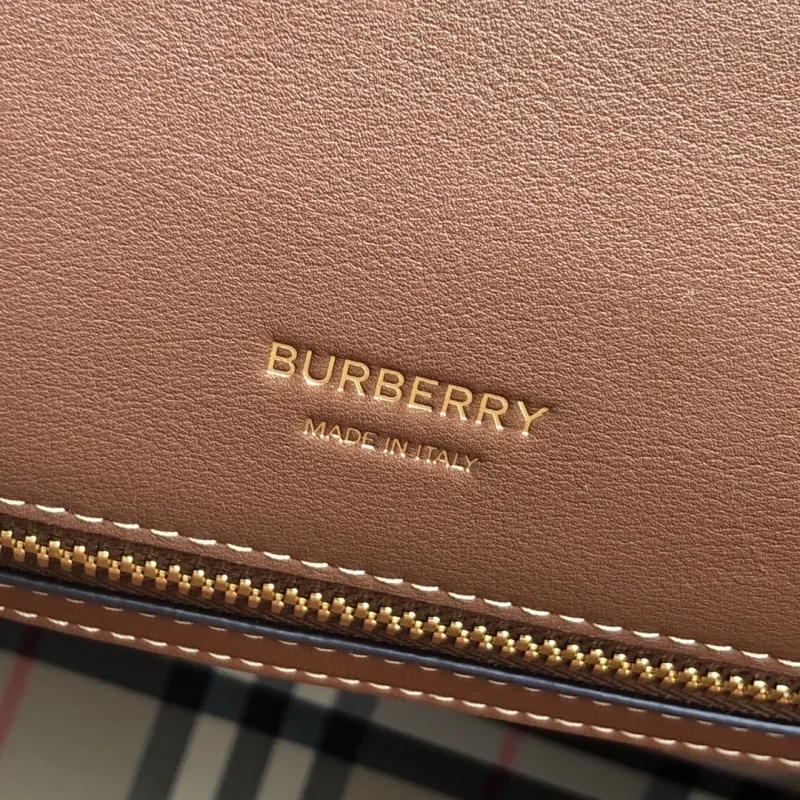 Burberry Vintage Check Leather Trim Tote Bag - Image 9
