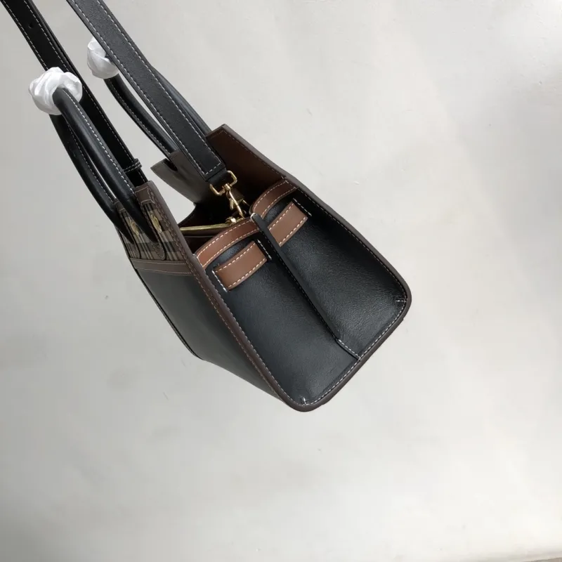 Alternative view of Burberry Black Leather Check Tote Handbag