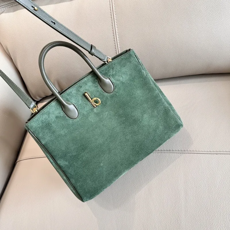 Burberry Green Suede Tote Bag - Image 3