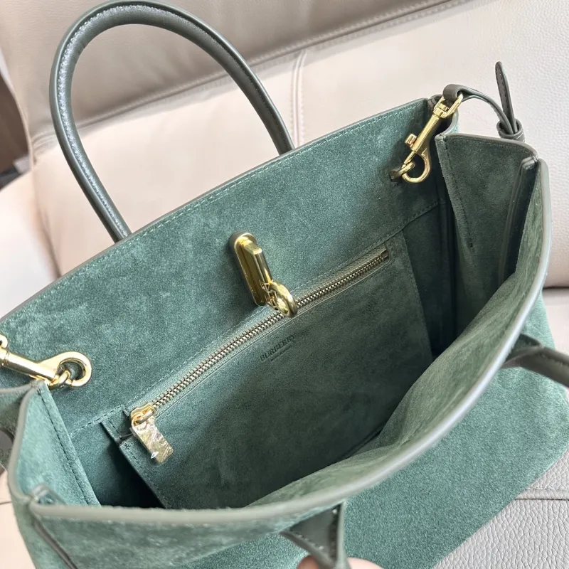 Burberry Green Suede Tote Bag - Image 8