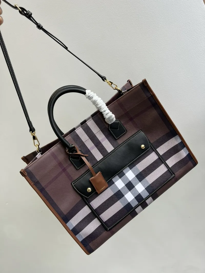 Burberry Brown Check Tote Bag