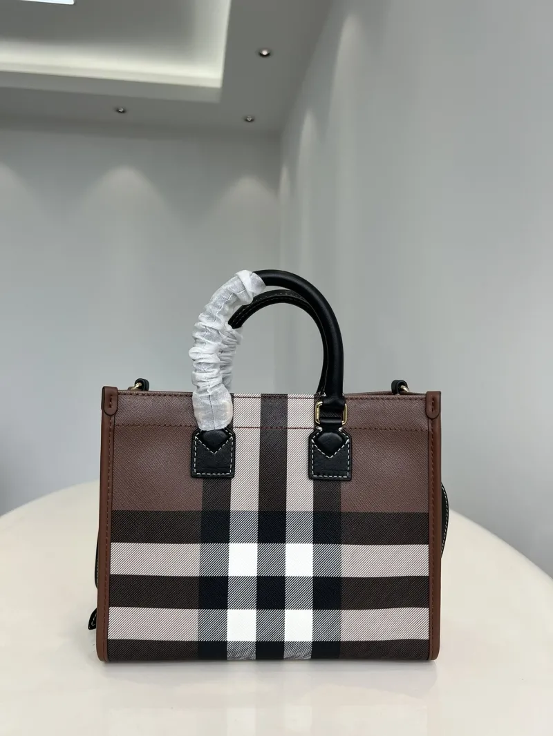 Burberry Brown Check Tote Bag with Shoulder Strap - Image 6