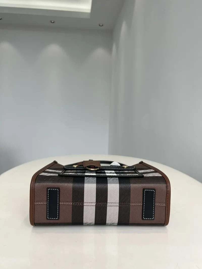 Burberry Brown Check Tote Bag with Shoulder Strap - Image 7