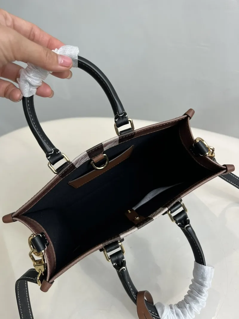 Burberry Brown Check Tote Bag with Shoulder Strap - Image 8