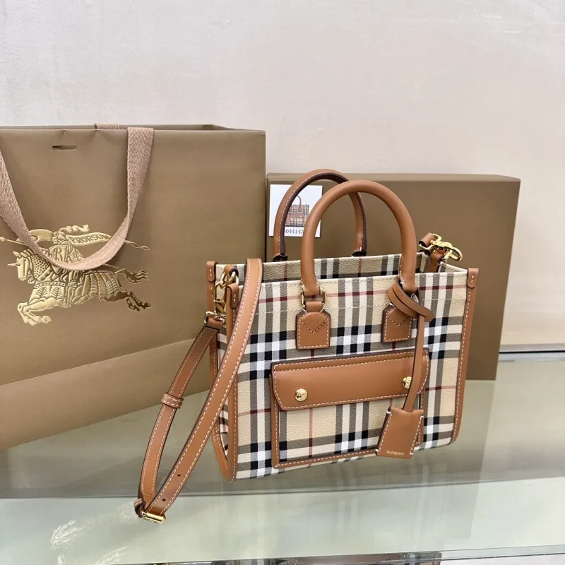 Alternative view of Burberry Vintage Check Small Leather Trim Tote Bag