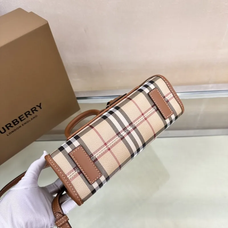 Burberry Vintage Check Small Leather Trim Tote Bag - Image 6