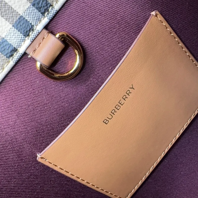 Burberry Vintage Check Small Leather Trim Tote Bag - Image 9