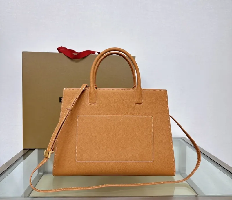 Burberry Tan Leather Tote Bag 77 - Image 3