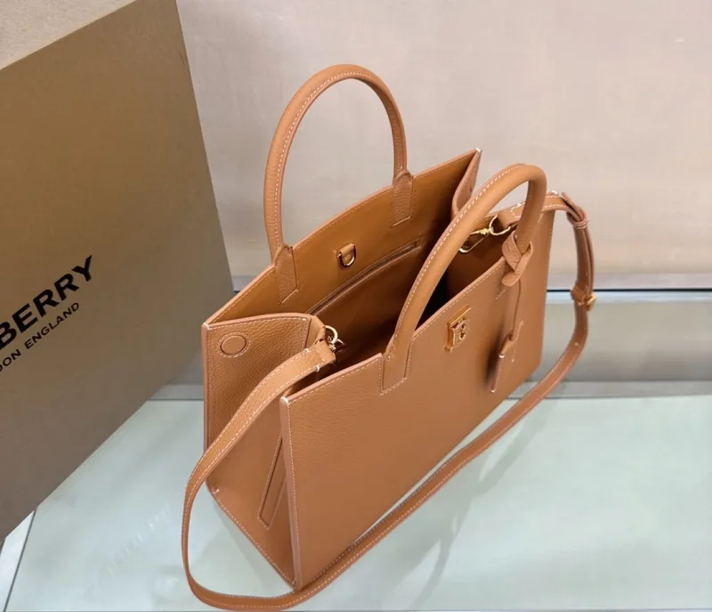 Burberry Tan Leather Tote Bag 77 - Image 4