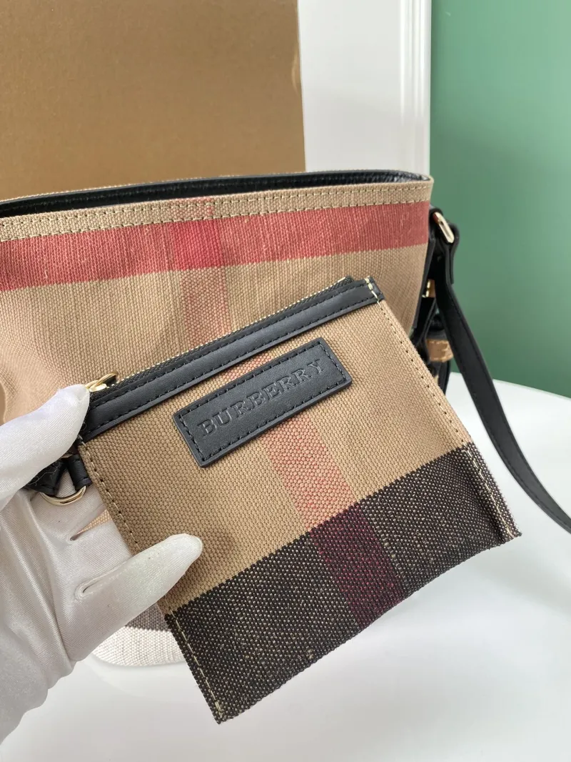 Burberry Classic Check Bucket Crossbody Bag with Small Pouch - Image 3