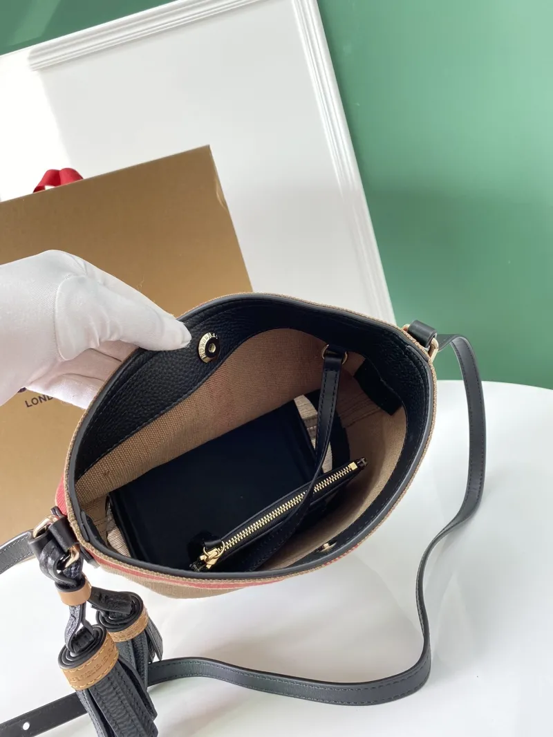 Burberry Classic Check Bucket Crossbody Bag with Small Pouch - Image 6