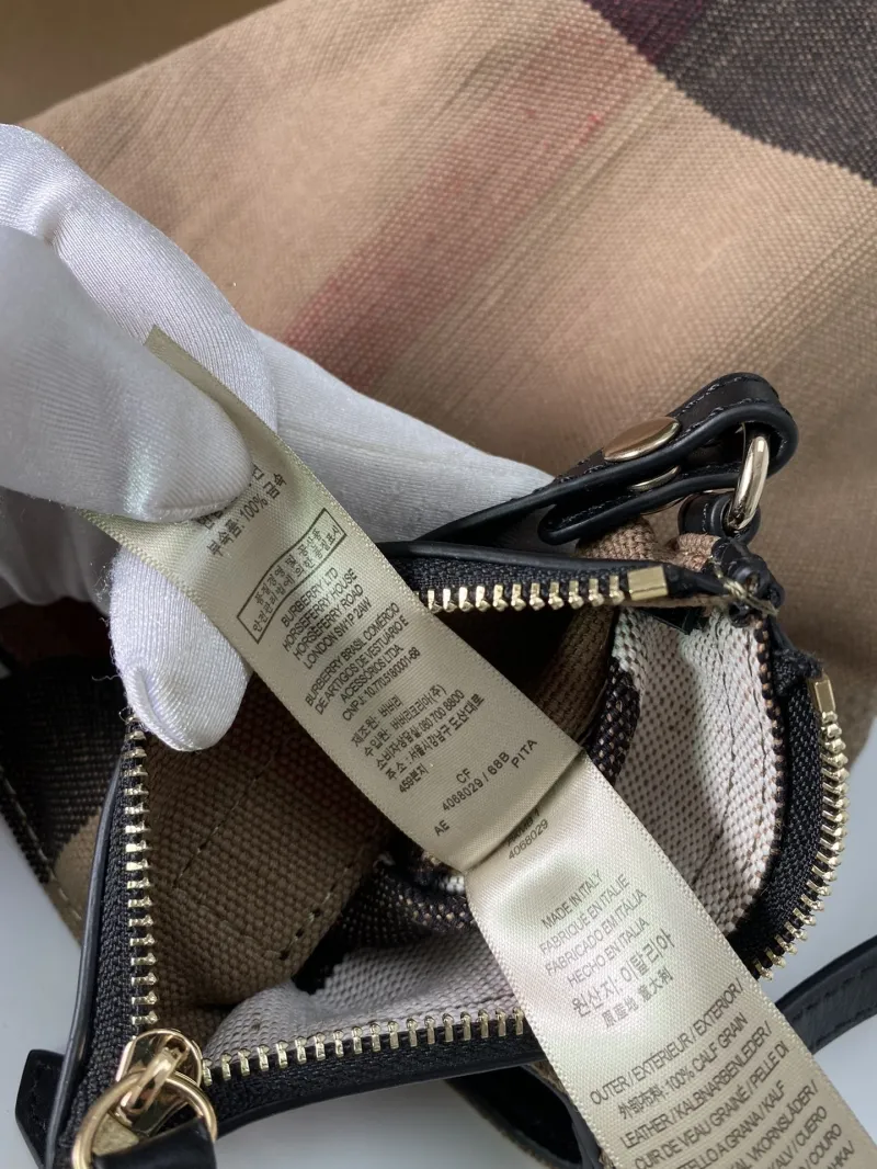 Burberry Classic Check Bucket Crossbody Bag with Small Pouch - Image 9