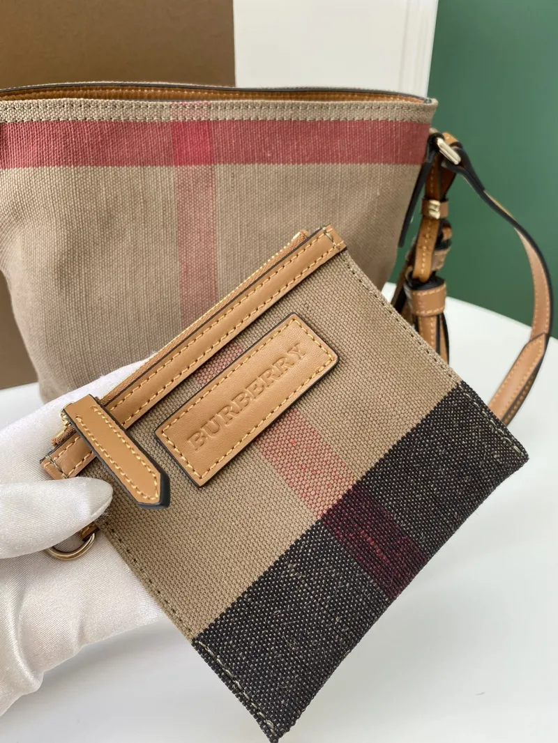 Burberry Classic Check Bucket Crossbody Bag with Small Pouch - Image 3
