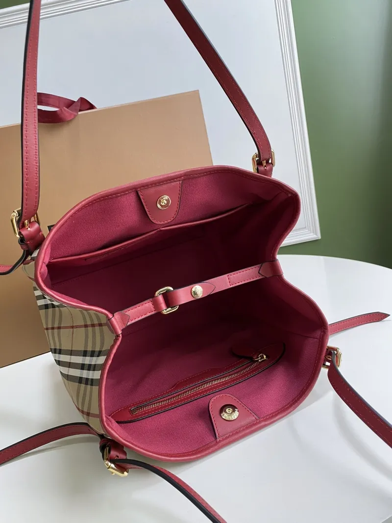 Burberry Beige Red Check Shoulder Bag 90 - Image 6