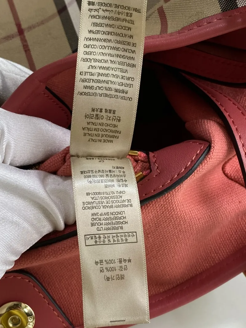 Burberry Pink Check Tote Handbag - Image 8