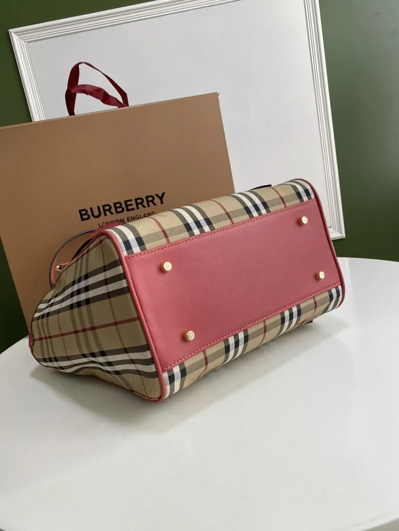 Burberry Pink Check Tote Handbag - Image 9