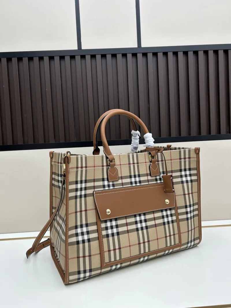 Alternative view of Burberry Beige Brown Vintage Check Tote Bag 8572