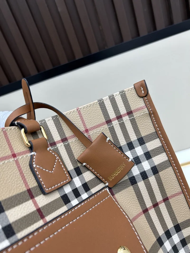 Burberry Beige Brown Vintage Check Tote Bag 8572 - Image 4