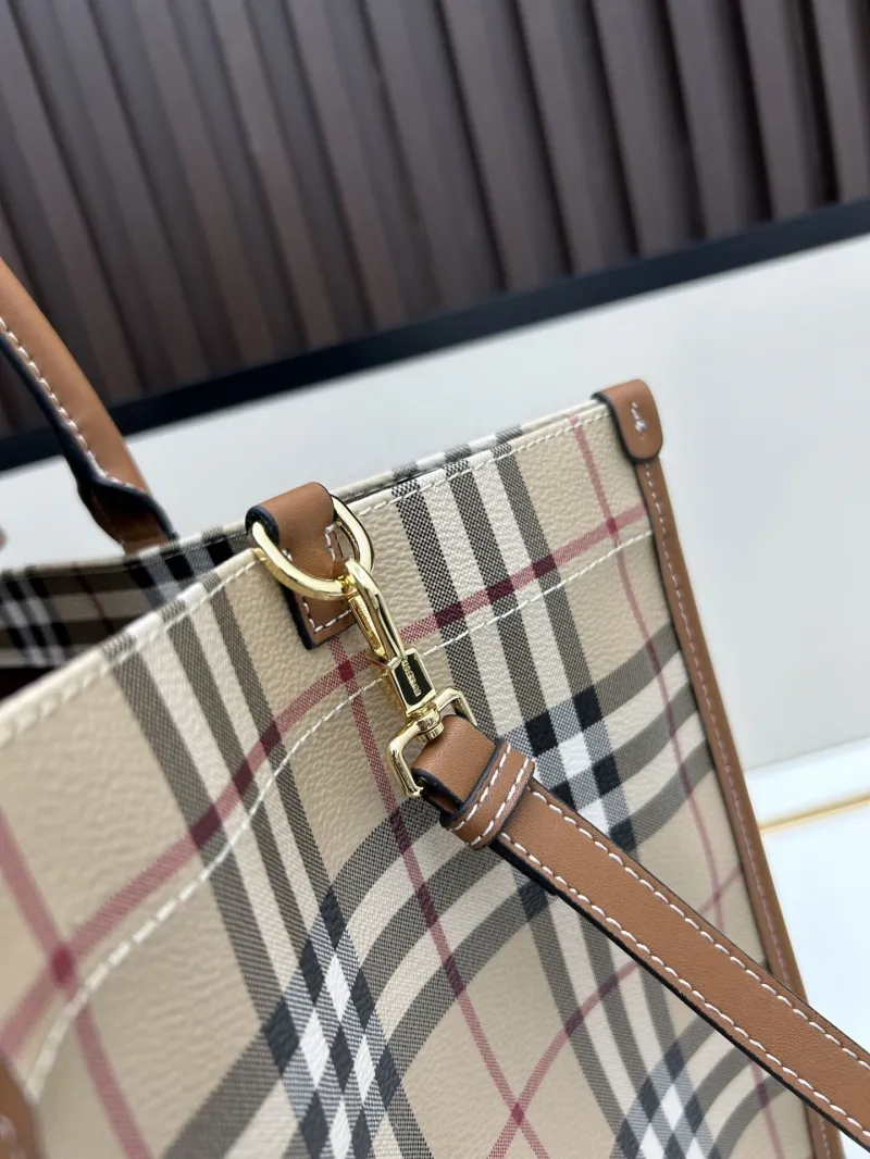 Burberry Beige Brown Vintage Check Tote Bag 8572 - Image 6