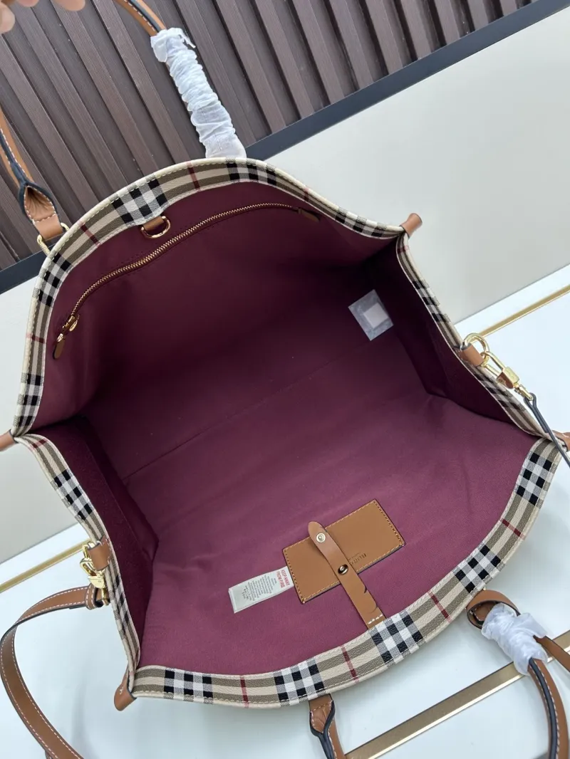 Burberry Beige Brown Vintage Check Tote Bag 8572 - Image 7