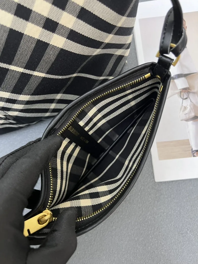 Alternative view of Burberry 8092 Black Check Tote Bag with Pouch
