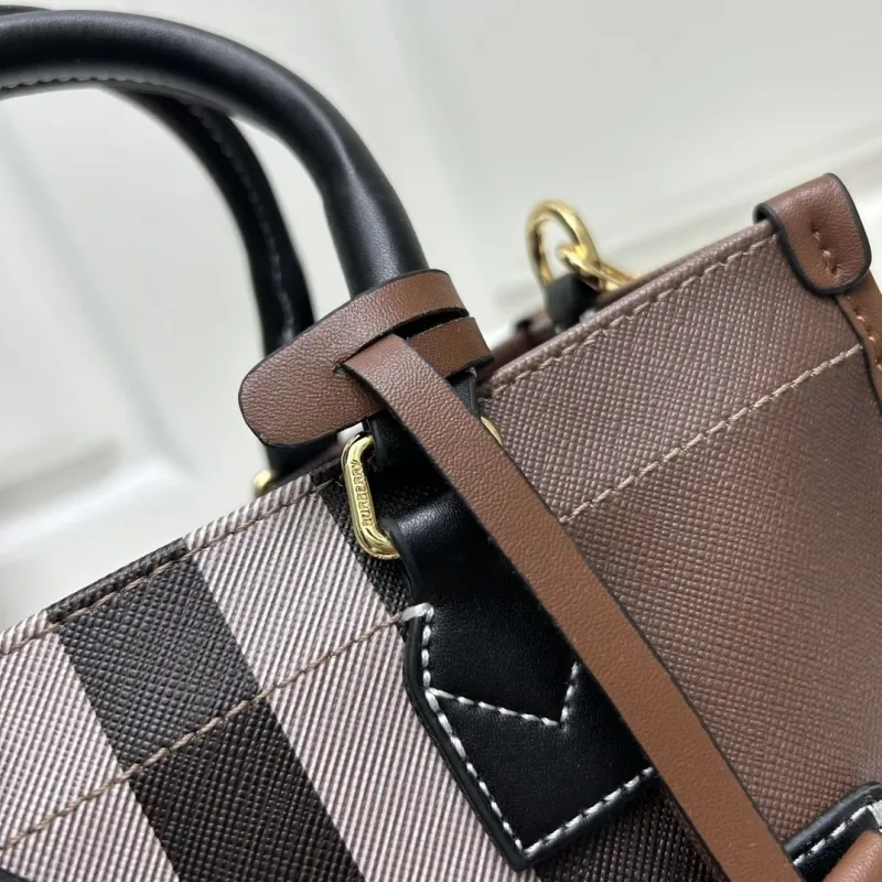 Burberry Brown Check Tote Bag 8571 - Image 4