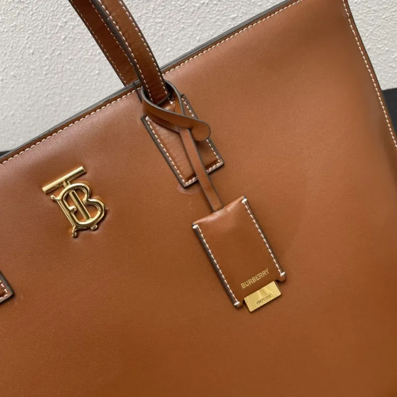 Burberry Brown Leather Tote Bag 8367 34cm - Image 4